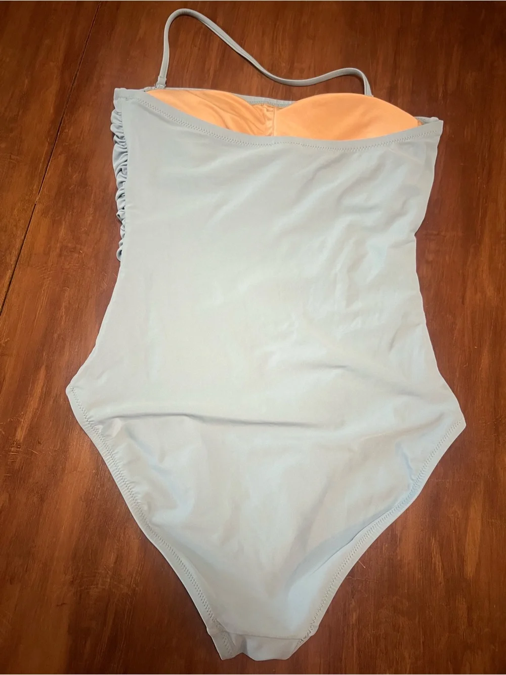 J. Crew Ruched Mist Blue Bandeau One Piece Swimsuit Size 6
